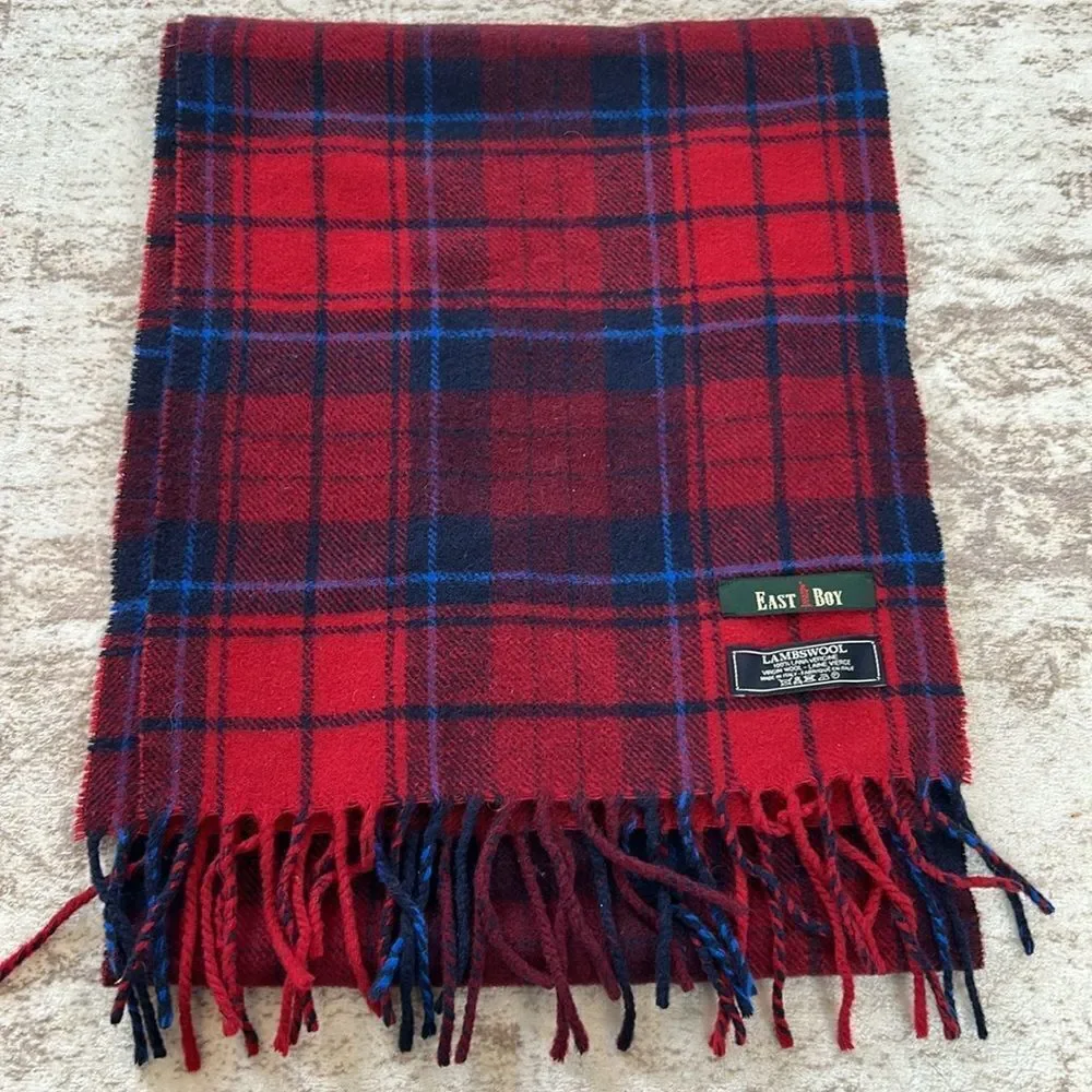 East Boy Red and Blue Plaid Scarf